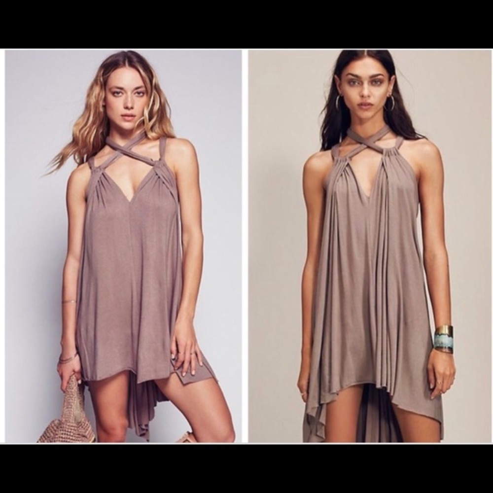 Free People Harbor Island Dress in Taupe Small
